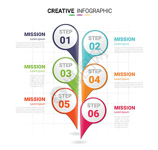 带有数字六个选项的信息图表模板可用于工作流布局数据网络营销流程标签插图工作小册子推介会成功图片
