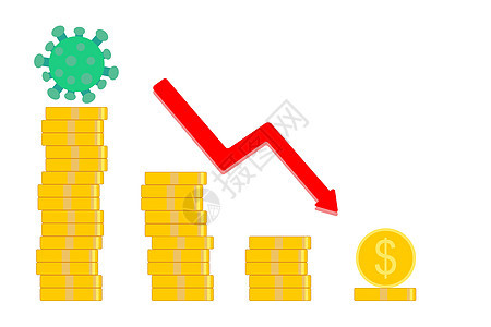 病毒对金钱的影响减少 商业效果的理念图片