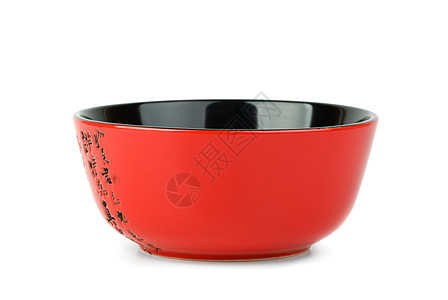 清空的红陶瓷碗背景图片