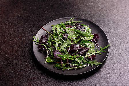 健康食品 沙拉混合与青菜 菠菜 牛血 甜菜叶和微绿背景小吃沙拉餐厅广告沙拉酱美食水芹蔬菜水果图片