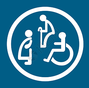 残疾人专用浴室 残疾人厕所标志医疗女性男人白色休息插图洗手间保健轮椅男性图片