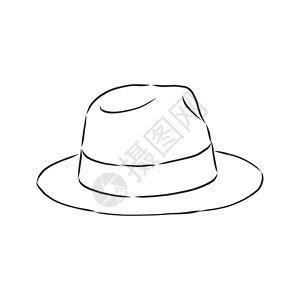 帽子矢量插图草图模板 帽子 矢量素描图丝带毡帽纺织品卡通片绘画配饰棒球运动牛仔文化图片
