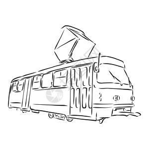 一套老式电车 复古运输 旧时光 矢量手绘草图 它制作图案电车矢量速写机车旅行火车旅游绘画艺术速度车站城市车辆图片