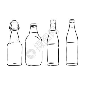 瓶 孤立在白色背景上的素描风格矢量图 玻璃瓶 容器 矢量素描图标签绘画团体艺术雕刻菜单液体精神饮料瓶子图片