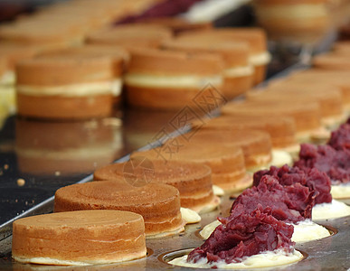 红豆饼小吃食物面糊圆形烹饪蛋糕红豆摊位糕点小豆图片