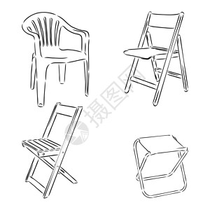 套在白色背景隔离的椅子 草图样式中的矢量插图图片