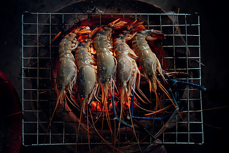 市场上的灰虾干淡水大虾海洋派对餐厅饮食美食火焰食物贝类街道烹饪图片