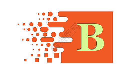 带有被破坏方块的彩色正方形上的字母 B圆圈品牌标识字体插图技术椭圆形社会阴影手绘图片