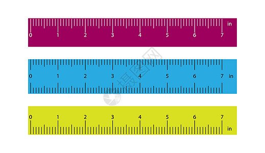 一套塑料尺子  7 英寸的实际范围高清图片