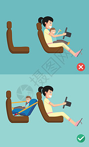 最好和最差的婴儿安全座椅放在车里 矢量图女士气囊腰带婴儿床车辆座位数字司机孩子椅子图片