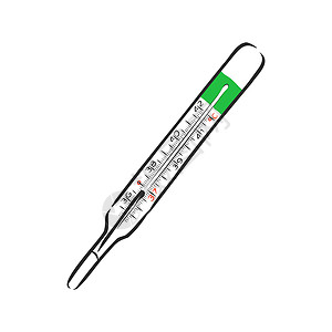 医用温度计手绘轮廓涂鸦图标 用于测量和指示体温的数字医疗工具 白色背景上的矢量素描图诊断流感诊所温度药店疾病发烧草图摄氏度科学图片
