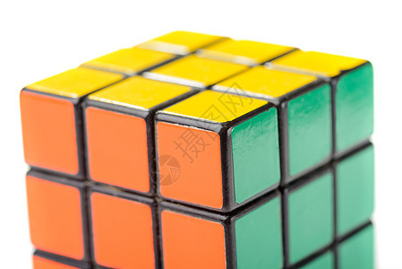 魔方橙子绿色社论骰子逻辑娱乐立方体游戏黄色正方形图片