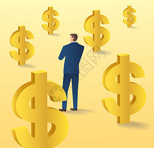商务人士站在美元图标商业概念的货币向量它制作图案图片