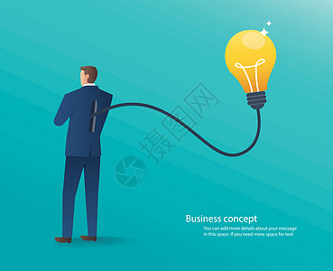商务人士站在灯泡想法概念向量它制作图案智力商务技术人士楼梯卡通片商业男人思考插图图片