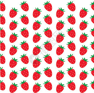 白色背景上的无缝草莓图案 草莓酱水果插图打印叶子果汁浆果墙纸织物绘画纺织品图片