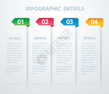 带有 4 个选项的信息图形矢量模板 可用于网络图表演示图表报告分步信息图表 抽象背景插图推介会正方形按钮白内障数据进步战略营销横图片