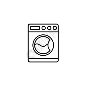 洗衣机相关矢量线图标器具洗衣店海绵烘干机内衬洗涤剂插图家庭旋转网络图片