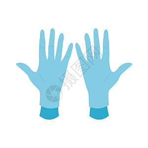 蓝色手手套 橡胶清洁或乳胶医疗手套 vecto背景图片