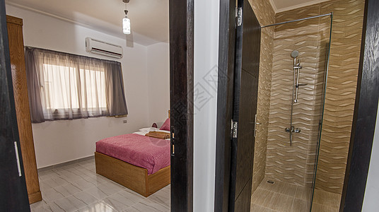 室内卧室房的内部设计设计建筑学淋浴瓷砖房子套间网状展示家具奢华桌子图片