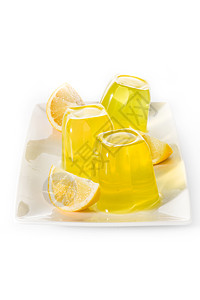 塑料杯上的柠檬果冻水果糕点食物味道杯子黄色甜点明胶图片