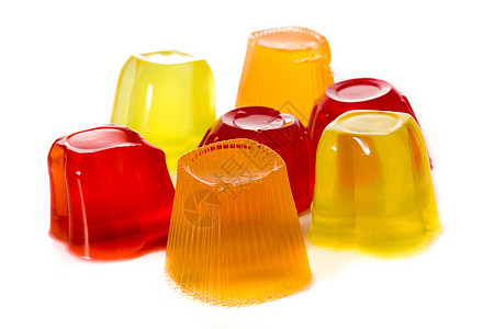 塑料杯中不同口味的果冻味道甜点柠檬红色橙子食物塑料杯子水果糕点图片