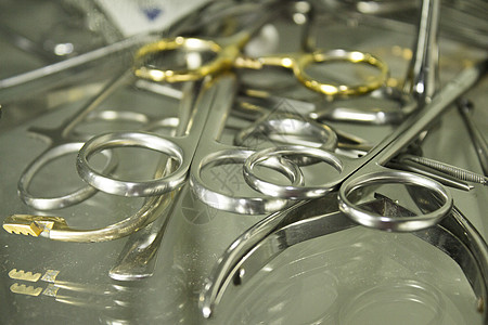 外科器械医学不锈钢夹钳手术宏观工作设备剪刀手术室钳子图片
