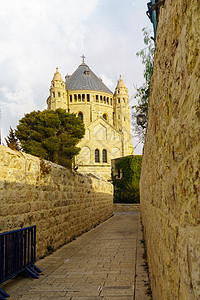 在耶路撒冷的托管所修道院历史性教会城市旅行建筑学石头圆顶大教堂建筑地标图片