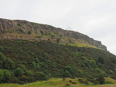 爱丁堡亚瑟的座位绿色全景公园场景图片