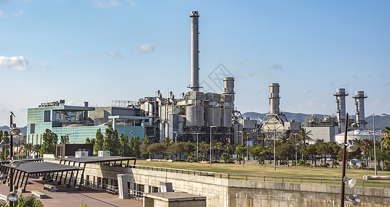 巴塞罗那的工业工厂场景工程火力发电地标电气建筑织物生态发电厂城市图片