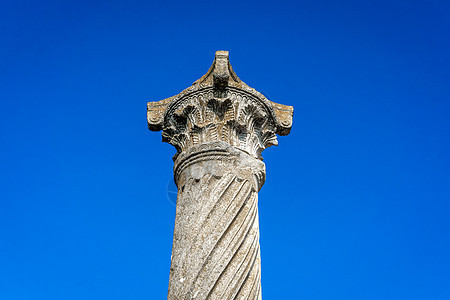 摩洛哥穆拉伊德里斯的历史石头蓝色遗产地标考古学城市旅游旅行天空图片