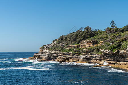 澳大利亚悉尼邦迪海滩的南岸岩石背景