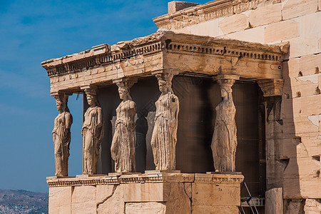 雅典 Erethheion历史性地标废墟天空寺庙纪念碑雕像女性神殿考古学图片