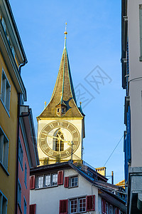 苏黎世圣彼得教堂正方形旅行建筑城市教会地标历史性宗教胡同市中心图片