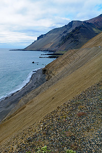 东峡湾的海岸线和地貌峡湾荒野天空蓝色旅游旅行风景海洋海岸背景图片