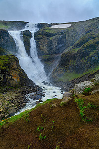 Rjukandi瀑布 东冰岛力量戒指岩石流动旅行风景白色溪流图片