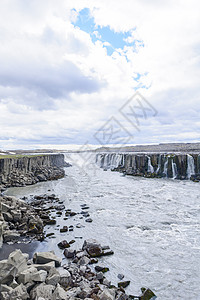 Selfos自瀑瀑布 冰岛东北部瀑布天空国家旅游峡谷溪流岩石风景石头力量图片