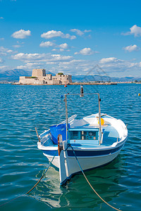 Nafplio 笔画纪念碑建筑学历史天空石头堡垒城堡蓝色旅行地标图片