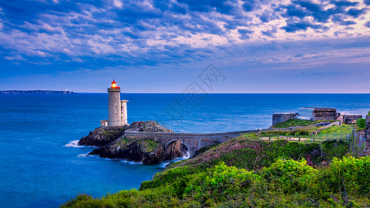 位于普卢赞的Plouzane Fort du天空海洋日出墙纸石头全景房子海岸线日落支撑图片