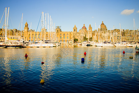 Senglea 海港景观游艇日落建筑教会血管港口城市建筑学旅游图片