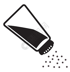 白色背景上的盐图标 平面样式 i 上的盐瓶图标餐厅食物盐渍标识胡椒营养食谱玻璃美食粉末图片