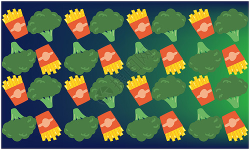 抽象背景下食品和蔬菜艺术的数字纺织品设计墙纸厨房食物打印织物植物包装卡片花园插图图片