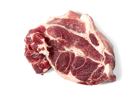 白色背景的单一新鲜原生猪肉牛排美食食物饮食屠夫屠宰场营养烹饪工作室牛扒鱼片图片
