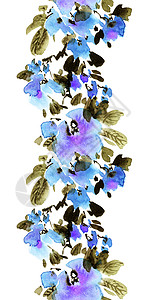 布花树分支樱花艺术品树叶边界艺术植物手绘李子墨水叶子图片