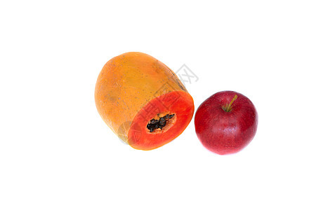 苹果和切片木瓜种子热带异国食物维生素营养情调工作室饮食水果图片