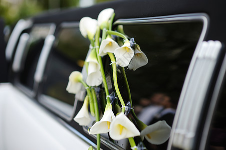 黑色和白色结婚礼车图片