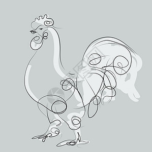 龙式插图绘画家畜姿势轮廓画笔公鸡计算机绘图曲线图片