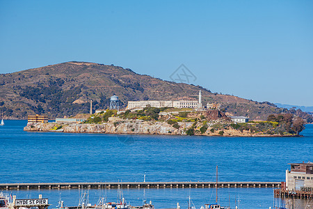 美国旧金山的Alcatraz晴天码头地标景观太阳旅行风景建筑旅游城市图片