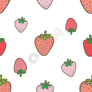 与草莓背景的无缝模式 礼品包装设计的矢量插图墙纸热带食物西瓜菠萝纺织品卡通片绘画装饰品打印图片