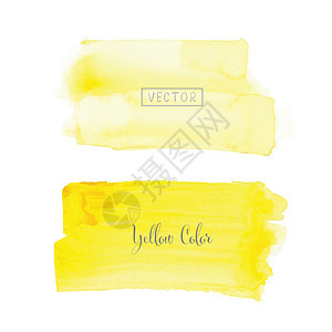 白色背景上的黄色画笔描边水彩 矢量图正方形印迹艺术家横幅海报蓝色玫瑰天空刷子墨水图片