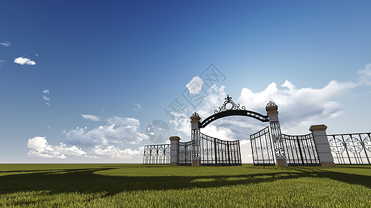 通往天堂的大门阳光计算机云景上帝概念绘图动机自由绘画场景图片